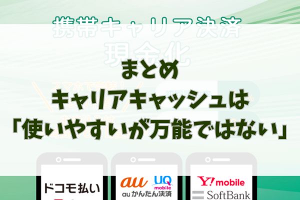 まとめ｜キャリアキャッシュは「使いやすいが万能ではない」