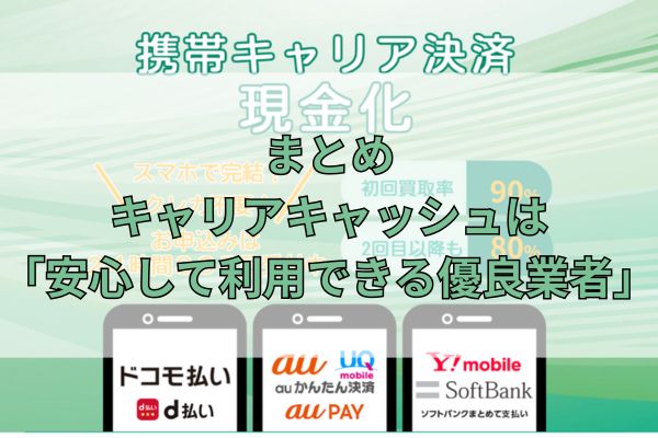 まとめ|キャリアキャッシュは「安心して利用できる優良業者」