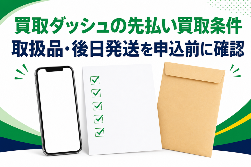 買取ダッシュの先払い買取条件｜取扱品・後日発送を申込前に確認