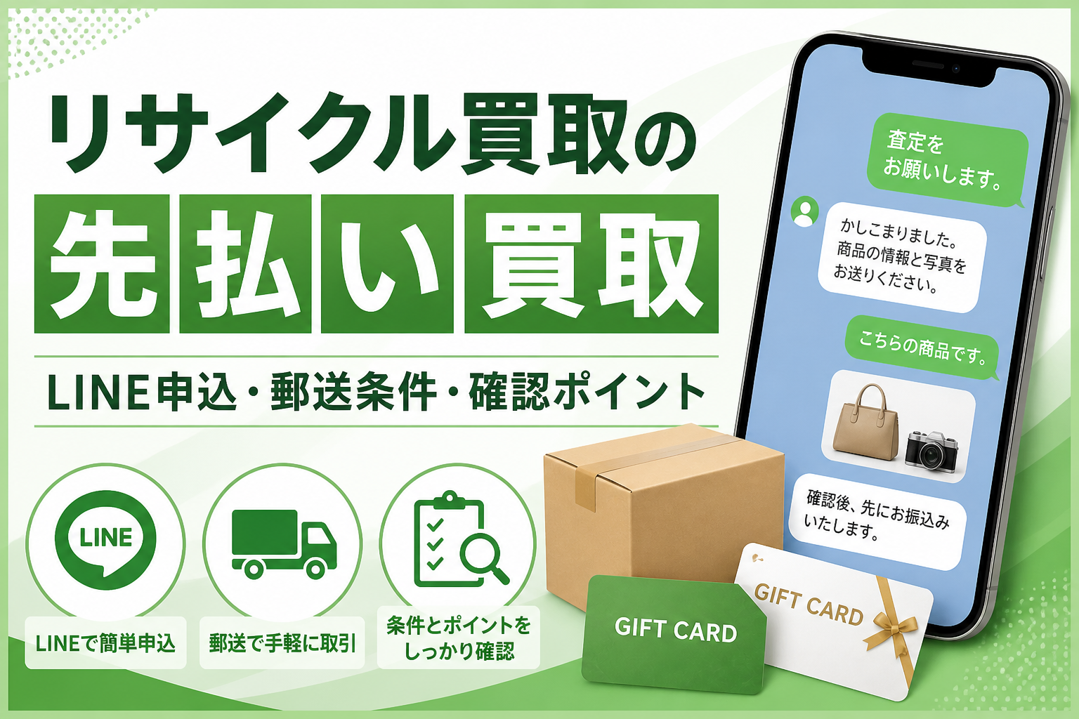 リサイクル買取の先払い買取｜LINE申込・郵送条件・確認ポイント