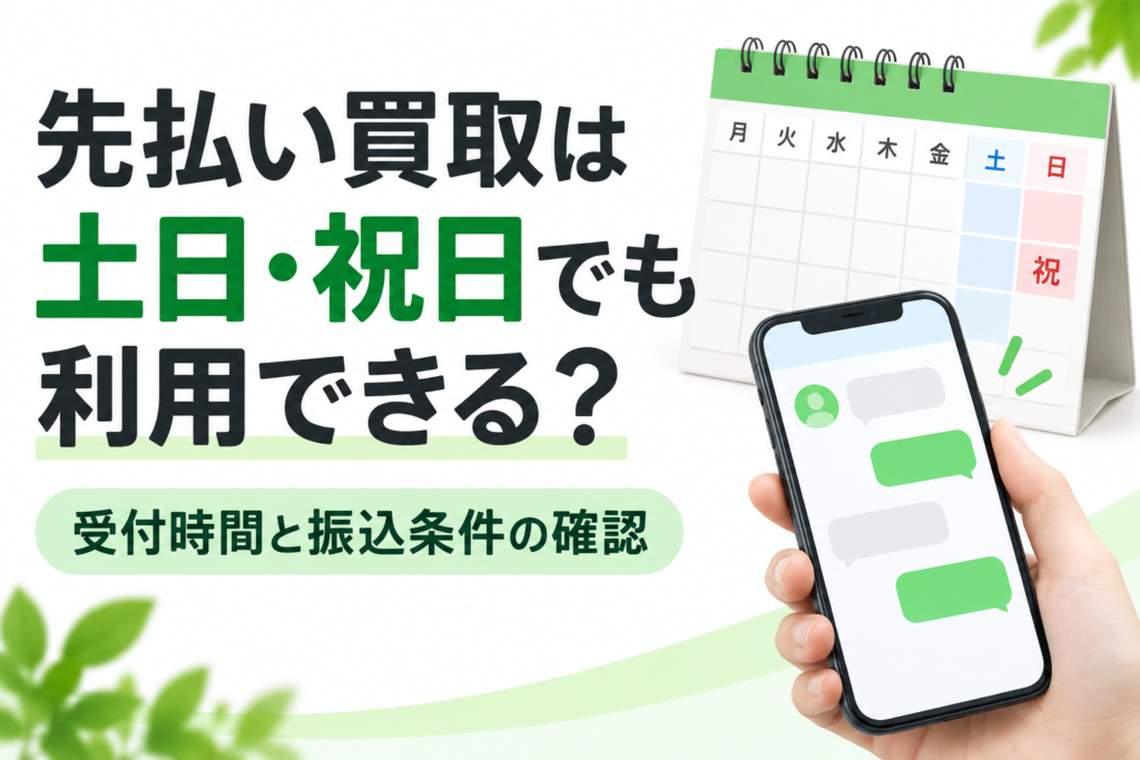 先払い買取は土日・祝日でも利用できる？受付時間と振込条件の確認