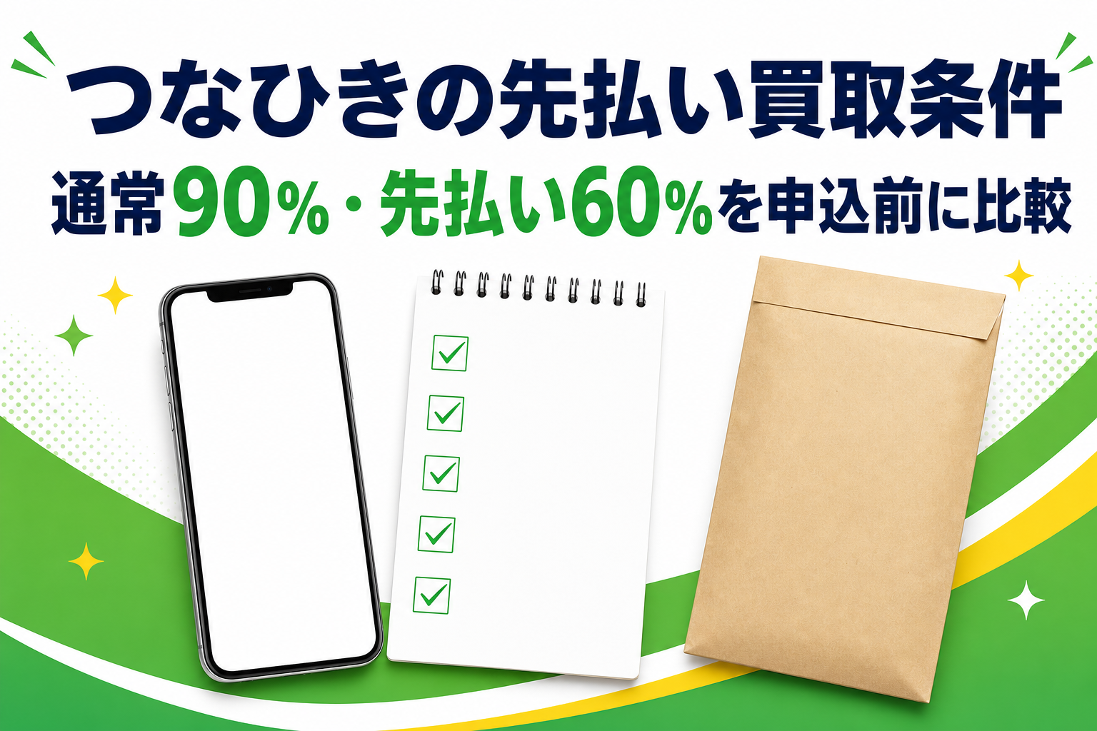 つなひきの先払い買取条件｜通常90%・先払い60%を申込前に比較
